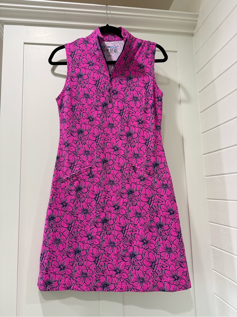IBKUL Sleeveless Mini Dress in Bright Pink Floral